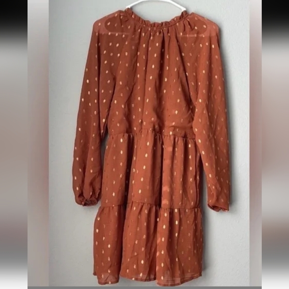 Autumn, Chiffon, V-neck, Bell,Ball Sleeves, 3tier Blu Pepper,SZ Small - Picture 5 of 9